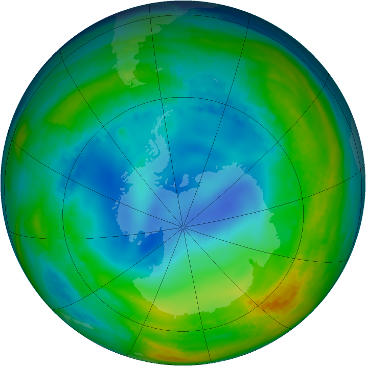 Antarctic ozone map for 18 July 1992